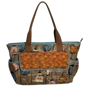Fossil Tote Shoulder Bag Large Canvas Key Per Bird Cage